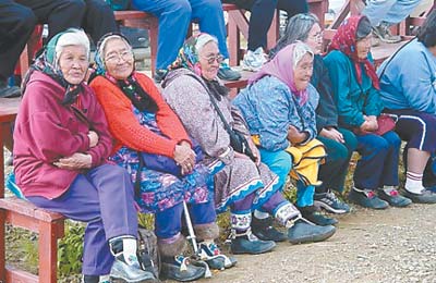 Gwich’in and Inuvialuit women at the Midway Lake Music Festival near Fort McPherson in Canada’s Northwest Territories.