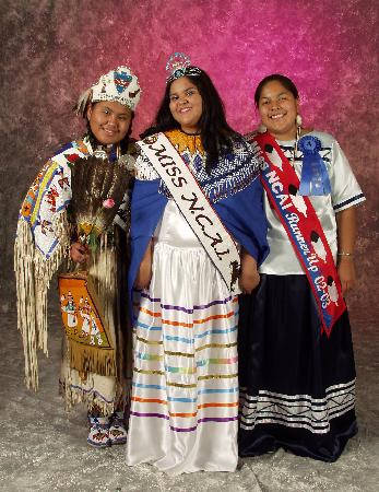 L to R: Tamara James, Yakama Indian Nation, Miss Congeniality; Karen-Irene Serna, Gila River Indian Community, Miss NCAI 2002; Alicia Childs, Tohono O'odham Nation, Miss NCAI Runner-Up, Best Talent.
