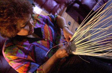 Sue Coleman weaving. Photo by Lisa J.Tolda Reno Gazette Journal