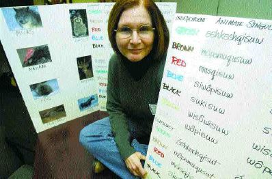 Stephanie Fielding, Mohegan tribal linguist, is working on word lists for the language. 