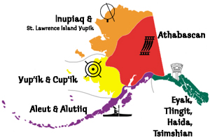 Map of Alaska showing traditional homelands.