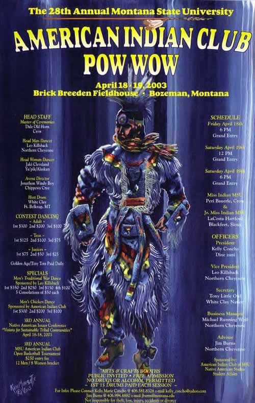 28th Annual Montana State University - Bozeman American Indian Club Pow Wow poster by Ken Morsette