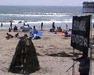 The Kumeyaay Ehwa, summer shelter habitat, on the sand of Pacific Beach