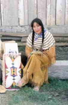 Amy Mossett, who is Mandan and Hidatsa tells stories related to Sakakawea and the life ways of the Mandan and Hidatsa, Photo taken at Fort Union North Dakota