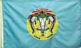 The Crow Tribe’s flag’s background is sky blue.
