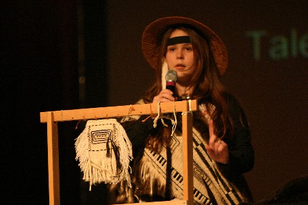 Gwendolyn Ann Peterson (Tlingit/Haida) explains the intricate weaving styles of her people.