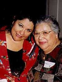 Arigon Starr with her Mom, Ruth Ann Starr Cornell Wahpcome. Ruth is an enrolled member of the Creek Nation of Oklahoma.