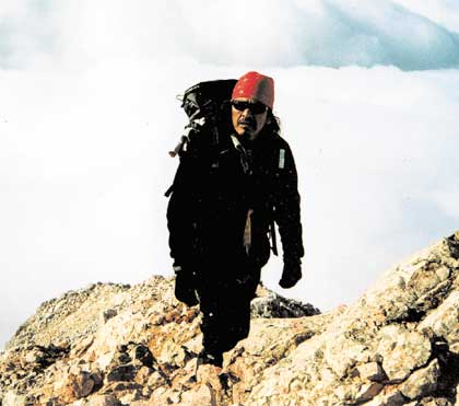 Richard Manson atop Slovenia's highest mountain, Triglav, which is 2,864 meters (9,396 feet) high Oct. 2, 2003. Manson is currently attepting to climb the highest mountain in the world, Mount Everest. (Courtesy photo) 
