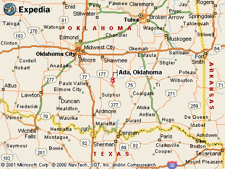 Ada, Oklahoma map