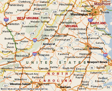 Amherst, VA Map