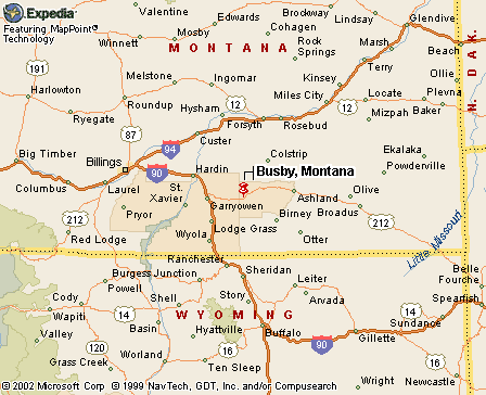 Busby, MT Map