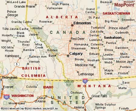 Clagary, Alberta, Canada Map