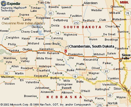 Chamberlain, SD Map
