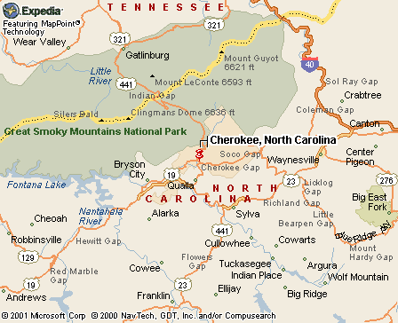 Cherokee, NC Map