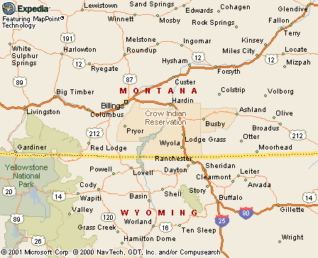 Crow Indian Reservation, Mt Map