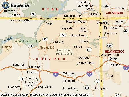 Hopi Indian Reservation, Arizona map