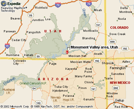 Monument Valley, Utah map