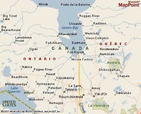 Moose Factory, Ontario, Canada Map