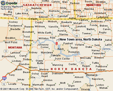 New Town, ND Map