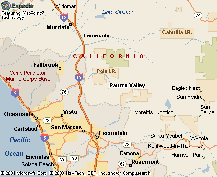 Pauma Valley CA Map