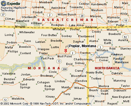 Poplar, MT Map