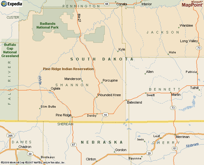 Porcupine, South Dakota map