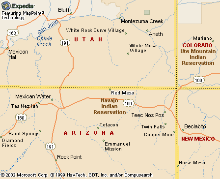 Red Mesa, AZ Map