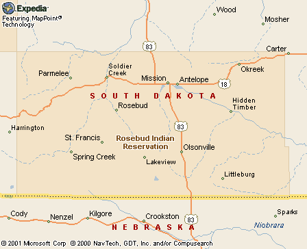 Rosebud Indian Reservation, SD Map