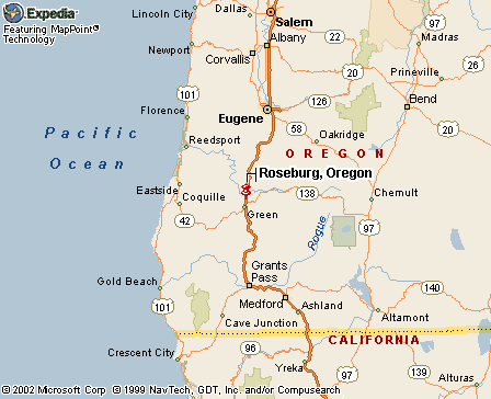 Roseburg, OR Map