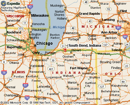 South Bend, IN Map