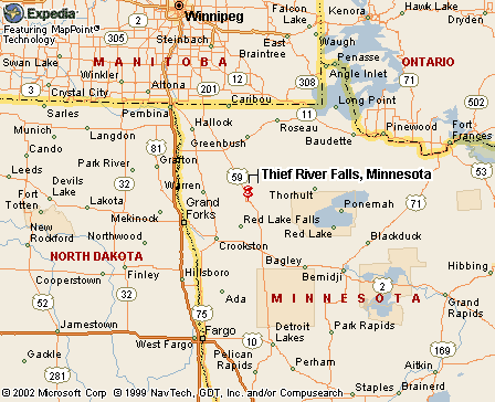 Thief River Falls, MN Map