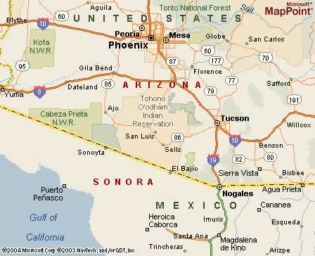 Tohono O'odham Indian Reservation, AZ Map