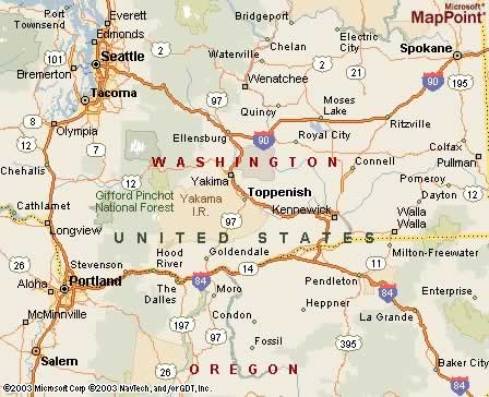 Toppenish, WA Map