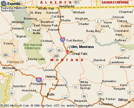 Ulm, MT Map