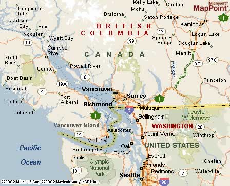 Vancouver, British Columbia, Canada Map