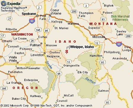 Weippe, ID Map