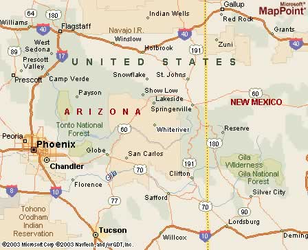 Whiteriver, AZ Map