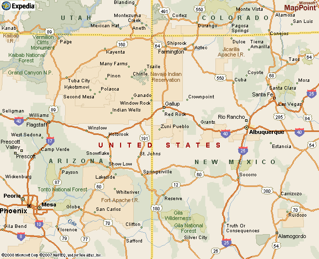 Zuni Pueblo, New Mexico map